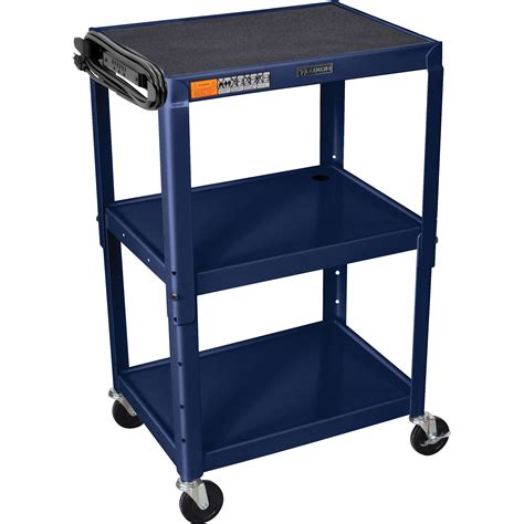 luxor steel adjustable height av cart with cabinet|luxor mobility cart.